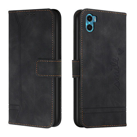 Funda de Cuero Cartera con Soporte Carcasa H01X para Motorola Moto E32 India Negro