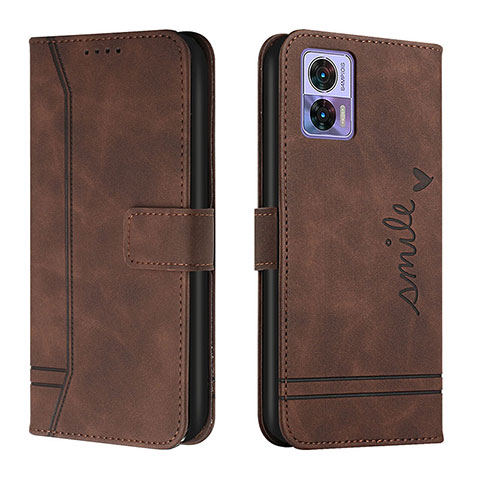 Funda de Cuero Cartera con Soporte Carcasa H01X para Motorola Moto Edge 30 Lite 5G Marron