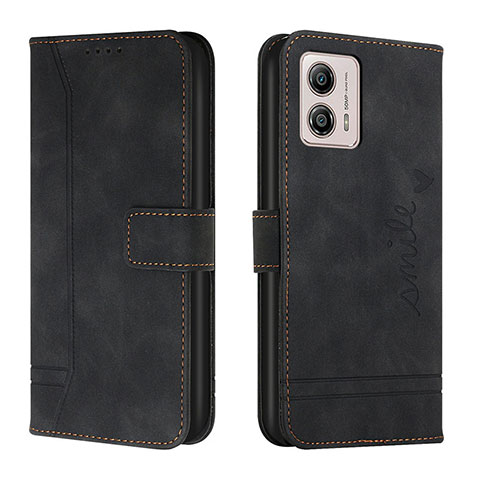 Funda de Cuero Cartera con Soporte Carcasa H01X para Motorola Moto G53 5G Negro