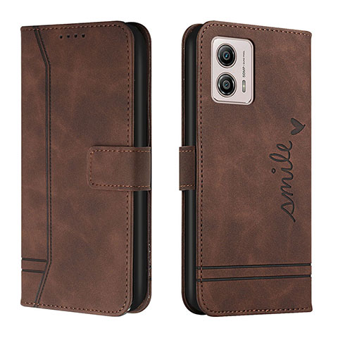 Funda de Cuero Cartera con Soporte Carcasa H01X para Motorola Moto G53j 5G Marron