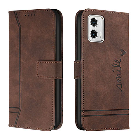 Funda de Cuero Cartera con Soporte Carcasa H01X para Motorola Moto G73 5G Marron