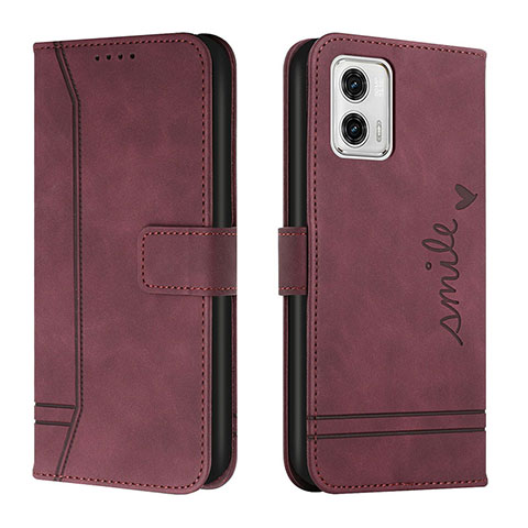 Funda de Cuero Cartera con Soporte Carcasa H01X para Motorola Moto G73 5G Rojo