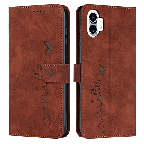 Funda de Cuero Cartera con Soporte Carcasa H01X para Nothing Phone 1 Marron