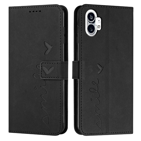 Funda de Cuero Cartera con Soporte Carcasa H01X para Nothing Phone 1 Negro