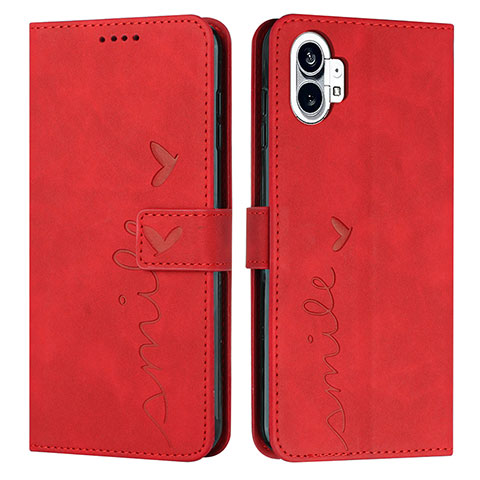 Funda de Cuero Cartera con Soporte Carcasa H01X para Nothing Phone 1 Rojo