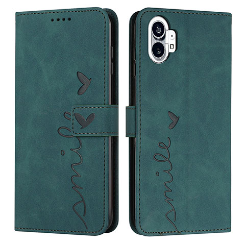 Funda de Cuero Cartera con Soporte Carcasa H01X para Nothing Phone 1 Verde