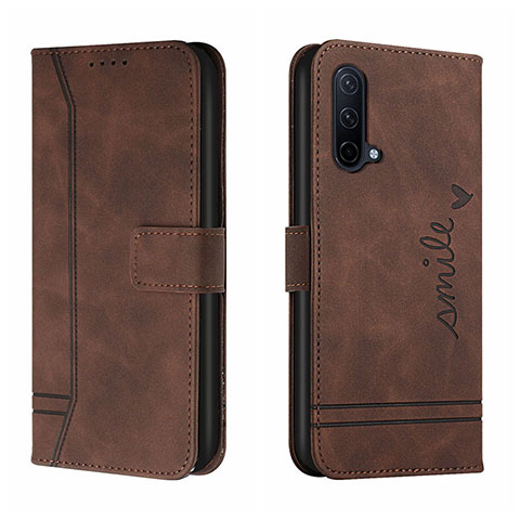 Funda de Cuero Cartera con Soporte Carcasa H01X para OnePlus Nord CE 5G Marron