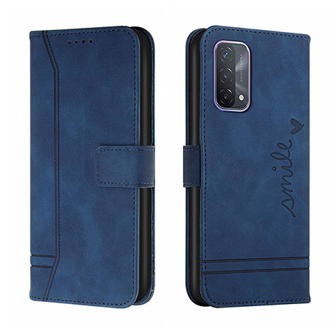 Funda de Cuero Cartera con Soporte Carcasa H01X para Oppo F19 Azul