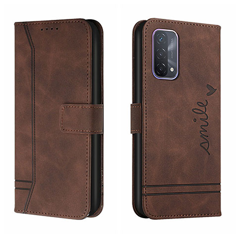 Funda de Cuero Cartera con Soporte Carcasa H01X para Oppo F19 Marron