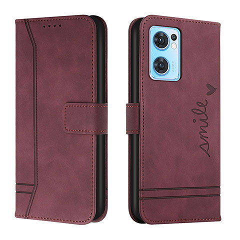 Funda de Cuero Cartera con Soporte Carcasa H01X para Oppo Find X5 Lite 5G Rojo