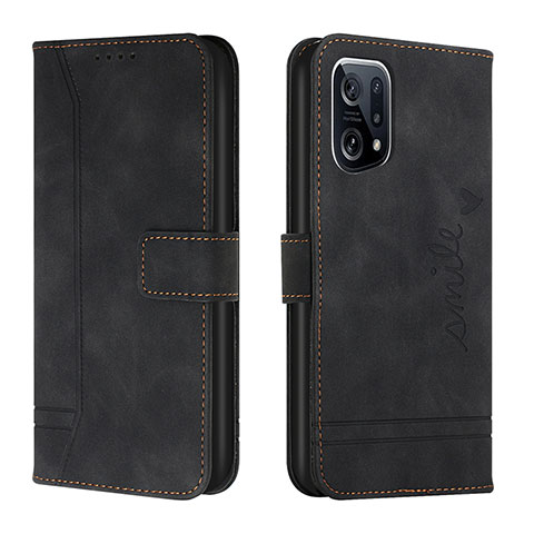 Funda de Cuero Cartera con Soporte Carcasa H01X para Oppo Find X5 Pro 5G Negro