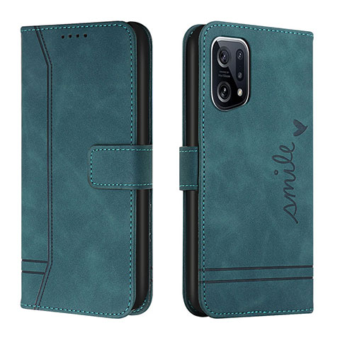 Funda de Cuero Cartera con Soporte Carcasa H01X para Oppo Find X5 Pro 5G Verde