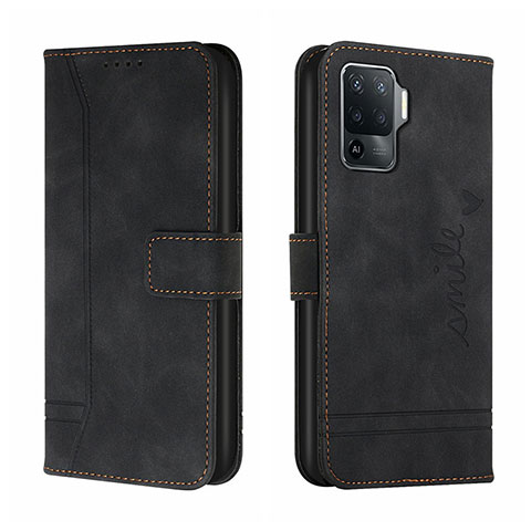 Funda de Cuero Cartera con Soporte Carcasa H01X para Oppo Reno5 F Negro