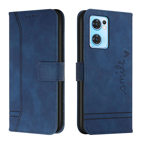 Funda de Cuero Cartera con Soporte Carcasa H01X para Oppo Reno7 5G Azul