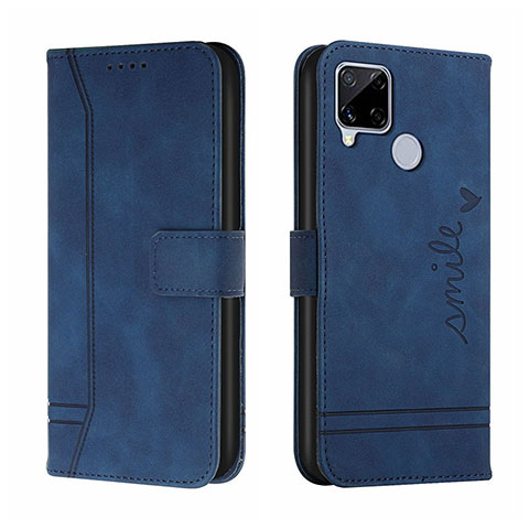 Funda de Cuero Cartera con Soporte Carcasa H01X para Realme C25 Azul