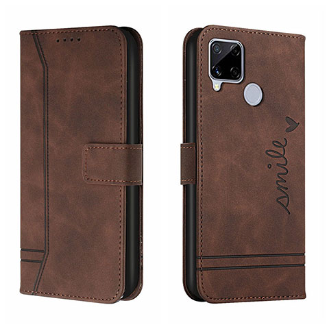 Funda de Cuero Cartera con Soporte Carcasa H01X para Realme C25S Marron