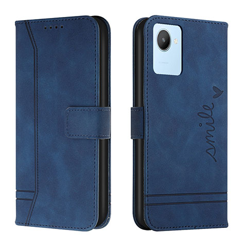 Funda de Cuero Cartera con Soporte Carcasa H01X para Realme C30 Azul