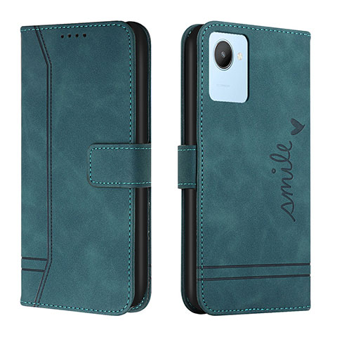 Funda de Cuero Cartera con Soporte Carcasa H01X para Realme C30 Verde