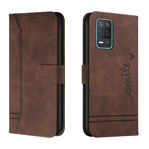 Funda de Cuero Cartera con Soporte Carcasa H01X para Realme Q3 5G Marron