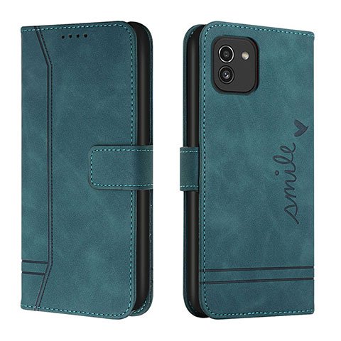 Funda de Cuero Cartera con Soporte Carcasa H01X para Samsung Galaxy A03 Verde