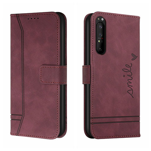 Funda de Cuero Cartera con Soporte Carcasa H01X para Sony Xperia 1 II Rojo