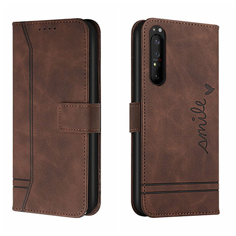 Funda de Cuero Cartera con Soporte Carcasa H01X para Sony Xperia 1 III Marron