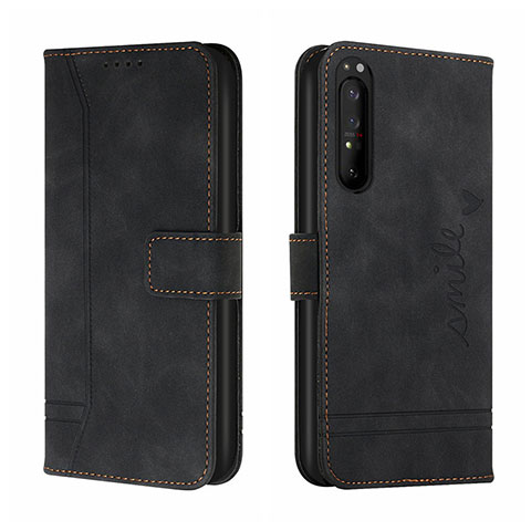 Funda de Cuero Cartera con Soporte Carcasa H01X para Sony Xperia 1 III Negro