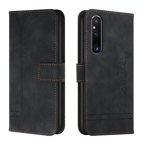 Funda de Cuero Cartera con Soporte Carcasa H01X para Sony Xperia 1 V Negro