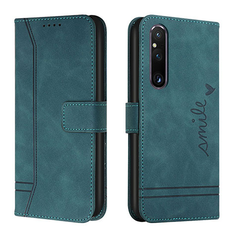 Funda de Cuero Cartera con Soporte Carcasa H01X para Sony Xperia 1 V Verde