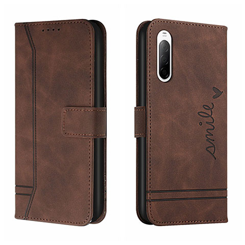 Funda de Cuero Cartera con Soporte Carcasa H01X para Sony Xperia 10 III Lite Marron