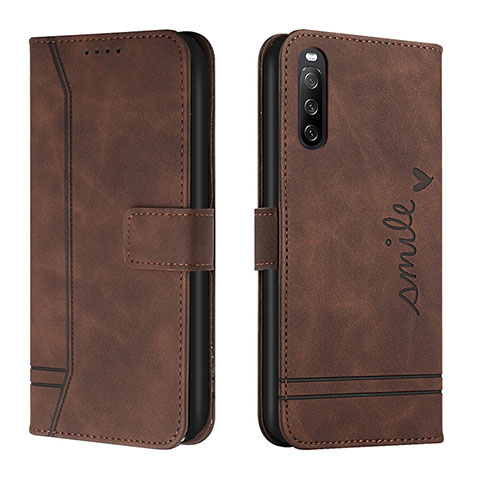 Funda de Cuero Cartera con Soporte Carcasa H01X para Sony Xperia 10 IV Marron