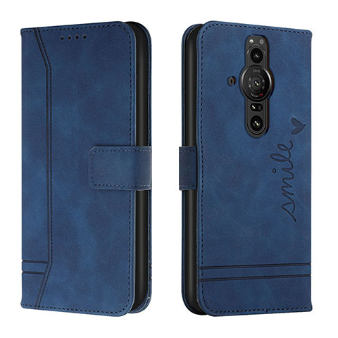 Funda de Cuero Cartera con Soporte Carcasa H01X para Sony Xperia PRO-I Azul