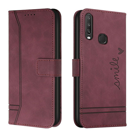 Funda de Cuero Cartera con Soporte Carcasa H01X para Vivo Y12 Rojo