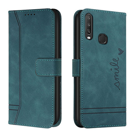 Funda de Cuero Cartera con Soporte Carcasa H01X para Vivo Y12 Verde