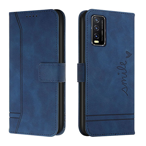 Funda de Cuero Cartera con Soporte Carcasa H01X para Vivo Y20a Azul