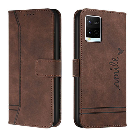 Funda de Cuero Cartera con Soporte Carcasa H01X para Vivo Y21 Marron