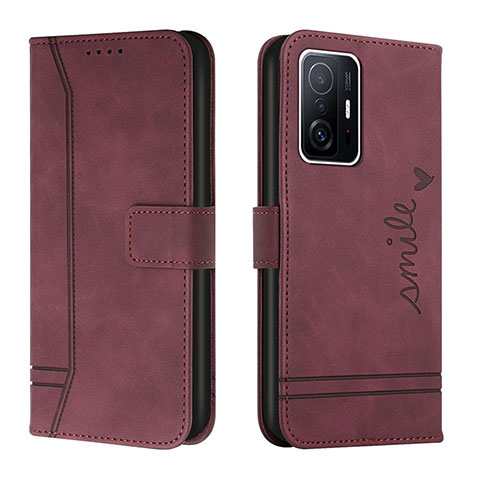 Funda de Cuero Cartera con Soporte Carcasa H01X para Xiaomi Mi 11T Pro 5G Rojo