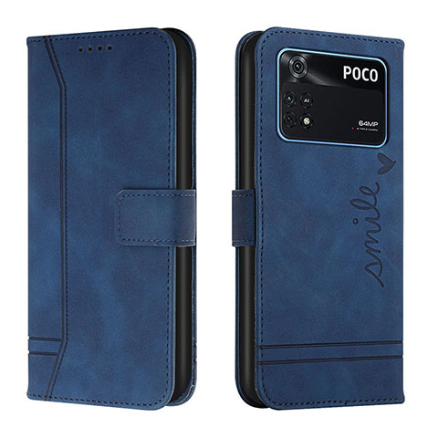 Funda de Cuero Cartera con Soporte Carcasa H01X para Xiaomi Poco M4 Pro 4G Azul