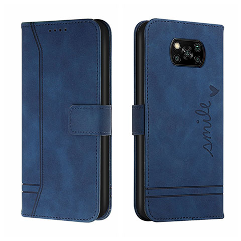 Funda de Cuero Cartera con Soporte Carcasa H01X para Xiaomi Poco X3 Azul