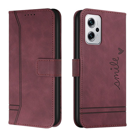 Funda de Cuero Cartera con Soporte Carcasa H01X para Xiaomi Poco X4 GT 5G Rojo