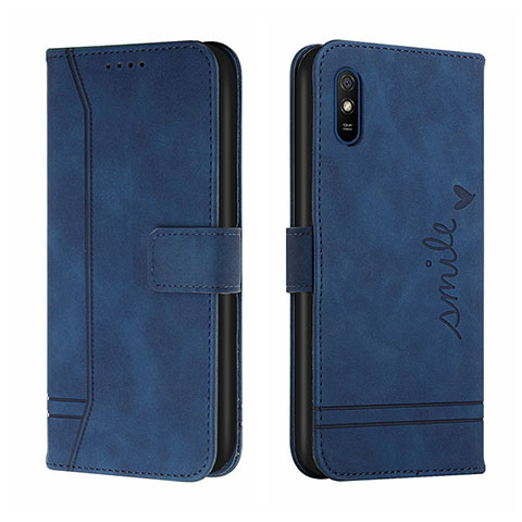 Funda de Cuero Cartera con Soporte Carcasa H01X para Xiaomi Redmi 9i Azul