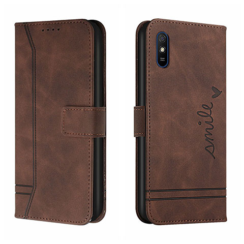 Funda de Cuero Cartera con Soporte Carcasa H01X para Xiaomi Redmi 9i Marron