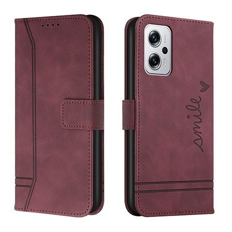 Funda de Cuero Cartera con Soporte Carcasa H01X para Xiaomi Redmi K50i 5G Rojo