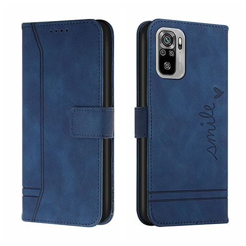 Funda de Cuero Cartera con Soporte Carcasa H01X para Xiaomi Redmi Note 10 4G Azul