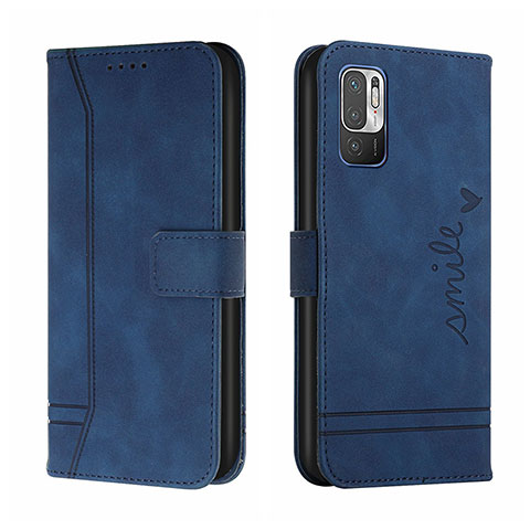 Funda de Cuero Cartera con Soporte Carcasa H01X para Xiaomi Redmi Note 10 5G Azul