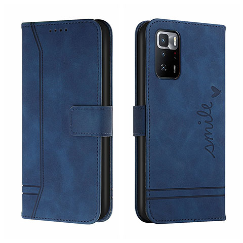 Funda de Cuero Cartera con Soporte Carcasa H01X para Xiaomi Redmi Note 10 Pro 5G Azul