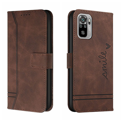 Funda de Cuero Cartera con Soporte Carcasa H01X para Xiaomi Redmi Note 10S 4G Marron