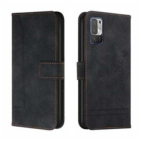 Funda de Cuero Cartera con Soporte Carcasa H01X para Xiaomi Redmi Note 10T 5G Negro