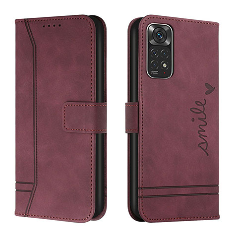 Funda de Cuero Cartera con Soporte Carcasa H01X para Xiaomi Redmi Note 11 4G (2022) Rojo