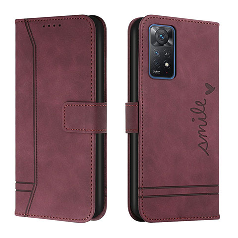 Funda de Cuero Cartera con Soporte Carcasa H01X para Xiaomi Redmi Note 11 Pro 4G Rojo